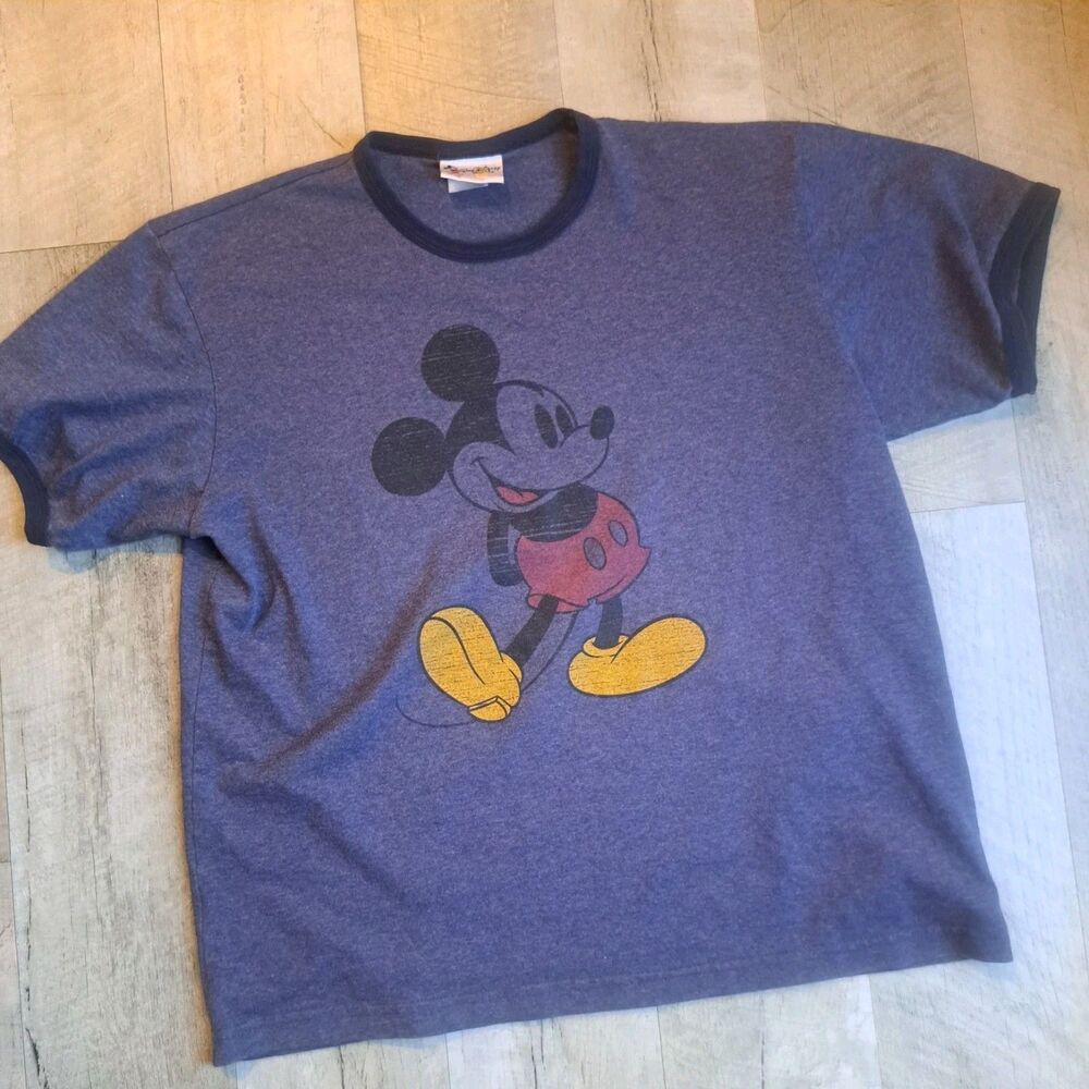 Disney Vintage 90's Mickey Mouse Shirt Adult Blue Large Walt Disney World Tshirt